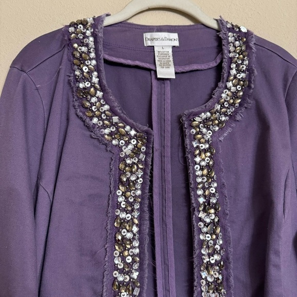 Draper’s & Damon’s Jacket Size L Purple Evening Beaded Blazer - Picture 4 of 16